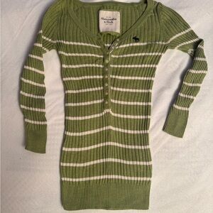 Abercrombie & Fitch green and White Striped top